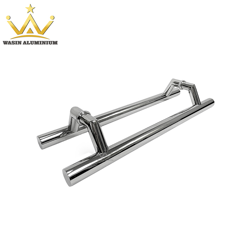 Newest Design Matt Black W-Type Indoor Push Pull Glass Door Lever Handles With Brushed Stainless Steel Facing